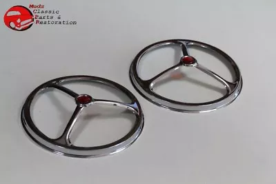 7  Lucas Tri Bar Red Dot Head Light Bulb Trim Cover Custom Truck Hot Rat Rod • $35.39