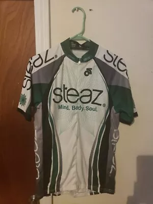 Steaz Cycling Jersey Men’s Size Large Green And White  • $12