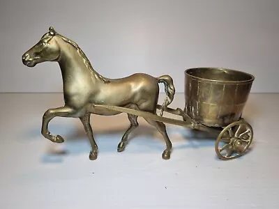 Brass Horse With Cart Vintage Made In Italy - 25cm L X 14cm H • $75