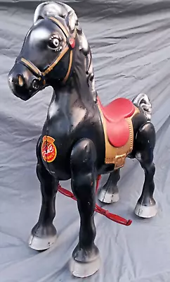 Antique Mobo Pressed Steel Bronco Large Riding Toy Dark Horse HTF Black Nice • $495