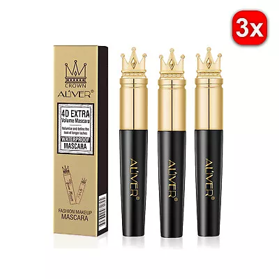 3x Black Waterproof 4D Silk Fiber Mascara False Lash Eyelash Extension Volume HG • $27.90