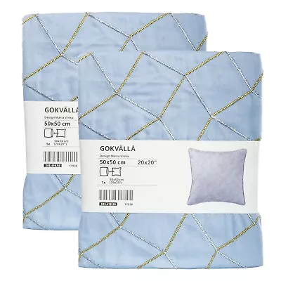 2 X NEW IKEA GOKVALLA 50x50cm (20x20 ) Cushion Covers Light Blue 205.419.50 • £15.59