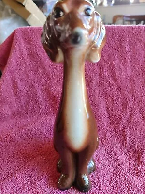 Daschund Figurine Ceramic Ornament Brown Dog 60s 70s 8.5  Tall • $15.16