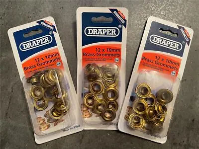 3 X Pack 12 (36) Draper 10mm Brass Eyelet Grommet Set Tarpaulin Tent Banner • £10.99