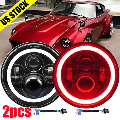 2x Fit Datsun 280ZX 240Z 260Z DOT Approved 7'' Round LED Headlights Red Halo DRL • $57.77