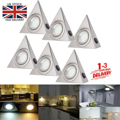LED Mains Kitchen Under Cabinet Cupboard Triangle Light Kit Warm Cool White 240V • £7.59