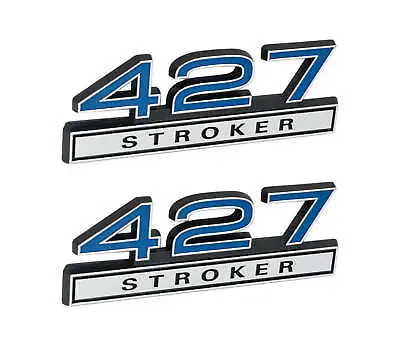 427 Stroker 7.0 Liter Engine Emblems Badges In Chrome & Blue - 4  Long Pair • $22.67