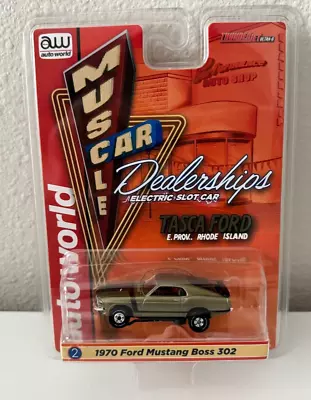 AUTO WORLD 1970 Ford Mustang Boss 302 HO SLOT CAR SC394-2 Green • $24.99