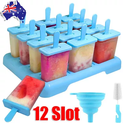 12 Cells Block Moulds Ice Cream Mold Icy Pole Jelly Pop Popsicle Maker Mould AU • $17.99