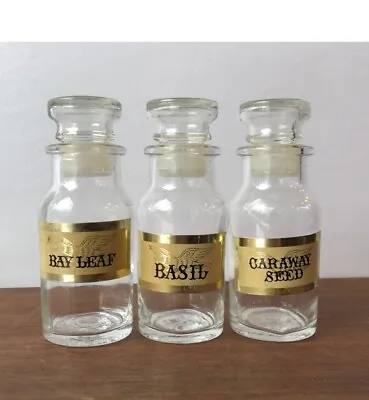 Vintage Glass Spice Jars With Stoppers Japan Apothecary • $22.99