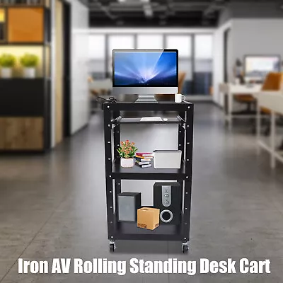 Rolling Projector AV Cart Office Cart Trolley W/ Power Strip Cord Management NEW • $131.60