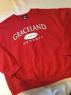 Elvis Presley Graceland Sweatshirt~L~Red~Pullover~Crewneck~King Of Rock! EXC! • $29.95