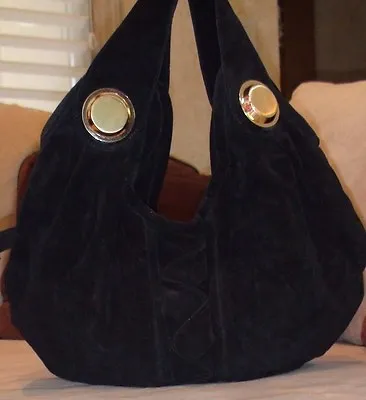 NWT Attached!  Gustto Pavia Black Suede Handbag - Ruffle Details! • $510.99