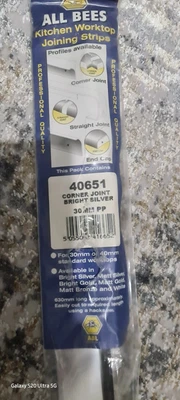 £7.50 • Buy Straight Joint Kitchen Worktop Joining Strip For 30mm Or 40mm Matt Silver
