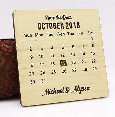 Rustic Wedding Save The Date Wooden Magnet 20 Custom Engraved Wooden-gDq • $81.39