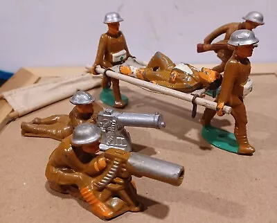 Vintage Barclay WWI Lead Figures Lot Of 6 Doughboy Soldiers Doctors Stretchers • $85
