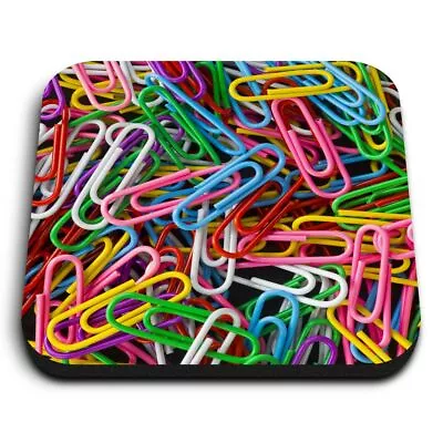 Square MDF Magnets - Coloured Paperclips Office Admin  #44647 • £4.99