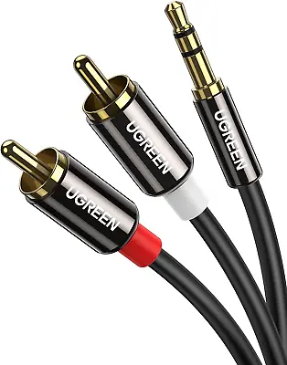 UGREEN RCA To 3.5mm Cable Phono Mini Jack Stereo Lead Gold-plated Red And White • £10.19