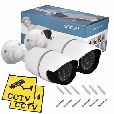 2 X DUMMY BULLET CCTV SECURITY CAMERA FLASHING LED INDOOR OUTDOOR FAKE CAM UK • £16.80