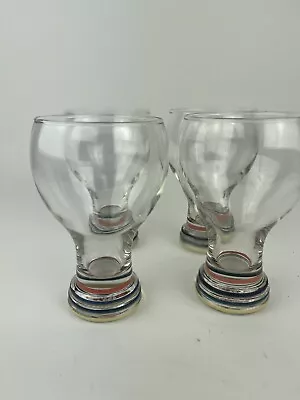 $100 • Buy EUC! Homer Laughlin Fiesta Ware Goblets Glasses MULTICOLOR Banded 16 Oz Set Of 4