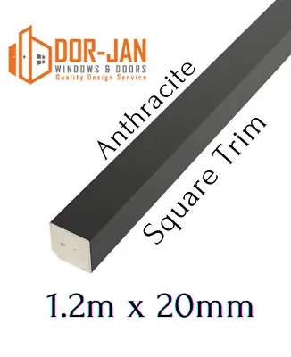 1.2m X 20mm Square Trim In Anthracite Woodgrain UPVC Finishing Trim Block Packs • £10.49
