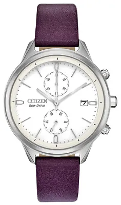 Citizen Eco-Drive Women's Chandler Chronograph Leather 39mm Watch FB2000-11A • $84.99