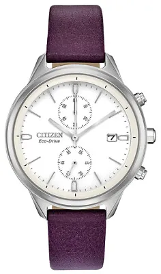 Citizen Eco-Drive Women's Chandler Chronograph Leather Watch 39mm FB2000-11A • $84.99