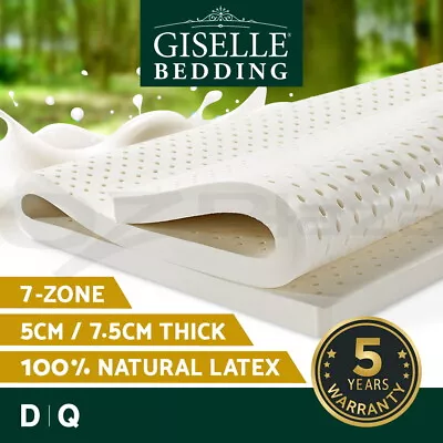 Giselle Bedding 7 Zone Pure Natural Latex Mattress Topper Pad Underlay Sleep • $179.95