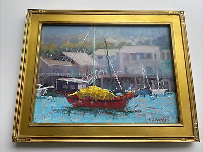 American Impressionism Painting Monterey Bay California Oil Silvio Silvestri • $1265