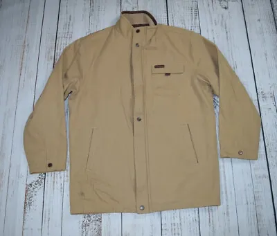 Marlboro Classics Canvas Work Chore Jacket Leather Trip Plaid Lined Full Zip Xl • $55.99
