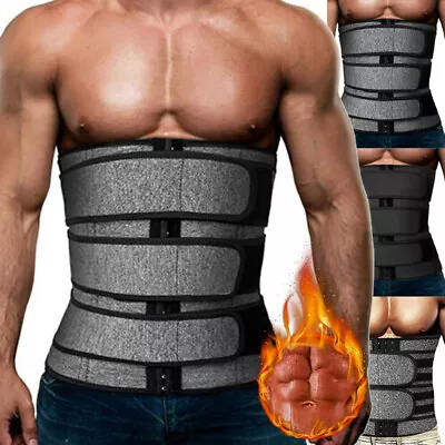 Men Sauna Sweat Waist Trainer Cincher Belt Slimming Body Shaper Shapewear Corset • £5.79