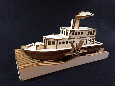 Laser Cut Wooden Misssissippi Paddle Steamer 3D Model/Puzzle Kit • £18.99
