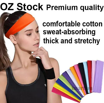 $1.40 • Buy Sports Workout Yoga Headband Stretch Cotton Hairband Armband Unisex Sweatbands