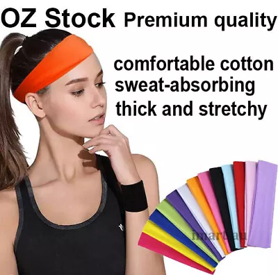 Sports Workout Yoga Headband Stretch Cotton Hairband Armband Unisex Sweatbands • $1.95