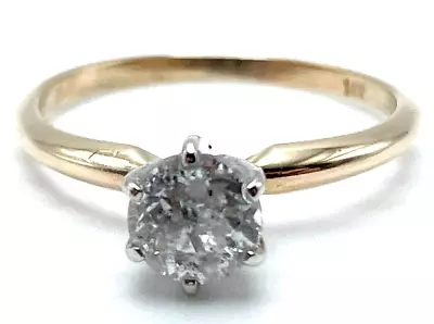 Vintage 14K Yellow Gold Apx 0.91 Ct Mine Cut Diamond Solitaire Ring Size 8 2.2g • $649.95