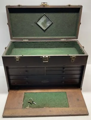 Vintage H. Gerstner & Son 7 Drawers Oak Wood Machinist Tool Chest Box W/ Keys • $399.99