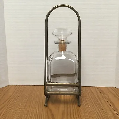 Italian Rigoletto Clear Square Glass Decanter Embossed ITALY With Metal Stand • $8