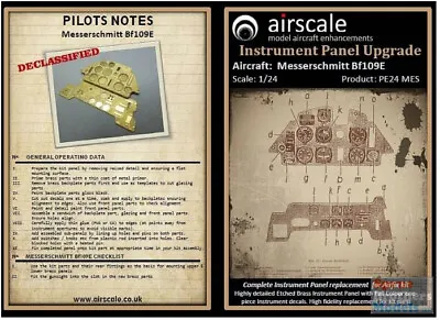 ASCPE24MES 1:24 Airscale Instrument Panel Upgrade - Messerschmitt Bf 109E • $29.19