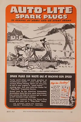1943 Auto-Lite Spark Plugs WWII Vintage Print Ad Automotive Dealer Help USO War • $10