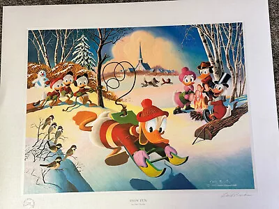 Carl Barks Snow Fun LE Lithograph 216/345 SIGNED 1990 Another Rainbow COA • $16320.16