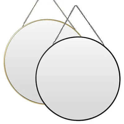 30cm Gold Or Black Round Hanging Wall Mirror Hallway Bathroom Bedroom Home Decor • £9.49