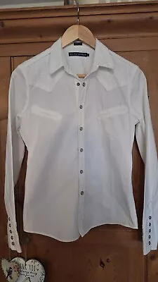 Ralph Lauren Womans Shirt White Cowgirl Style Size 8 Skinny Fit • £45