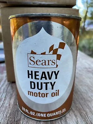 MAN CAVE Xmas Present Sears Heavy Duty Motor Oil Vintage Quart Can HD SAE  20W • $25