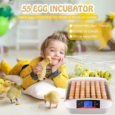 Automatic 55 Egg Incubator Hatcher Machine With LED Screen & Humidity Control US • $91.99