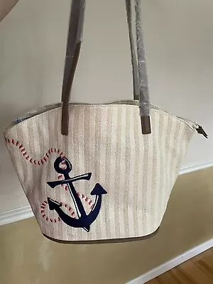 New Women’s Vera Bradley Tote Beach Nautical Anchor Wallet Wristlet Cream Purse • $55.99