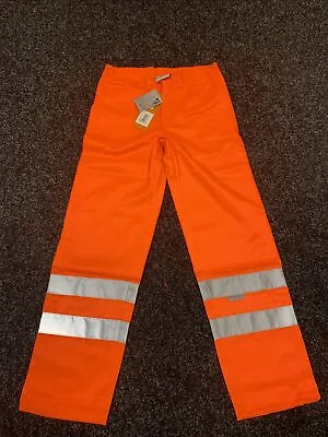 £6.99 • Buy New Hymac Pollycotton Orange Hi Vis Work Trousers Size 30 Regular Mens Workwear
