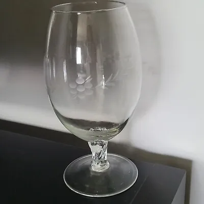 Giant Clear Wine Glass W Flower Etching Twisted Stem  10  Holds Bottle Of Wine • $5.99