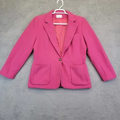 Chadwicks Wool Blazer Women’s Size 14 Pink Wool Blend Business Jacket Casual • £22.47