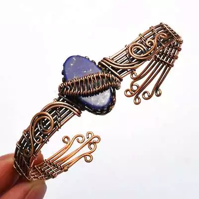 Lapis Lazuli Ethnic Adjustable Copper Wire Bangle Jewelry 22 Gms AB 11188 • $5.99