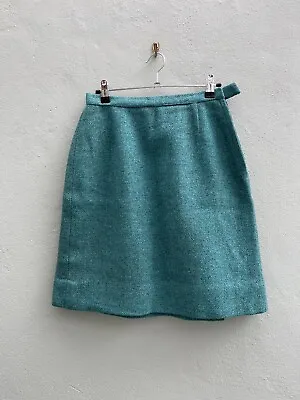 £10 • Buy Vintage 60s Turquoise Woollen Skirt Size 8